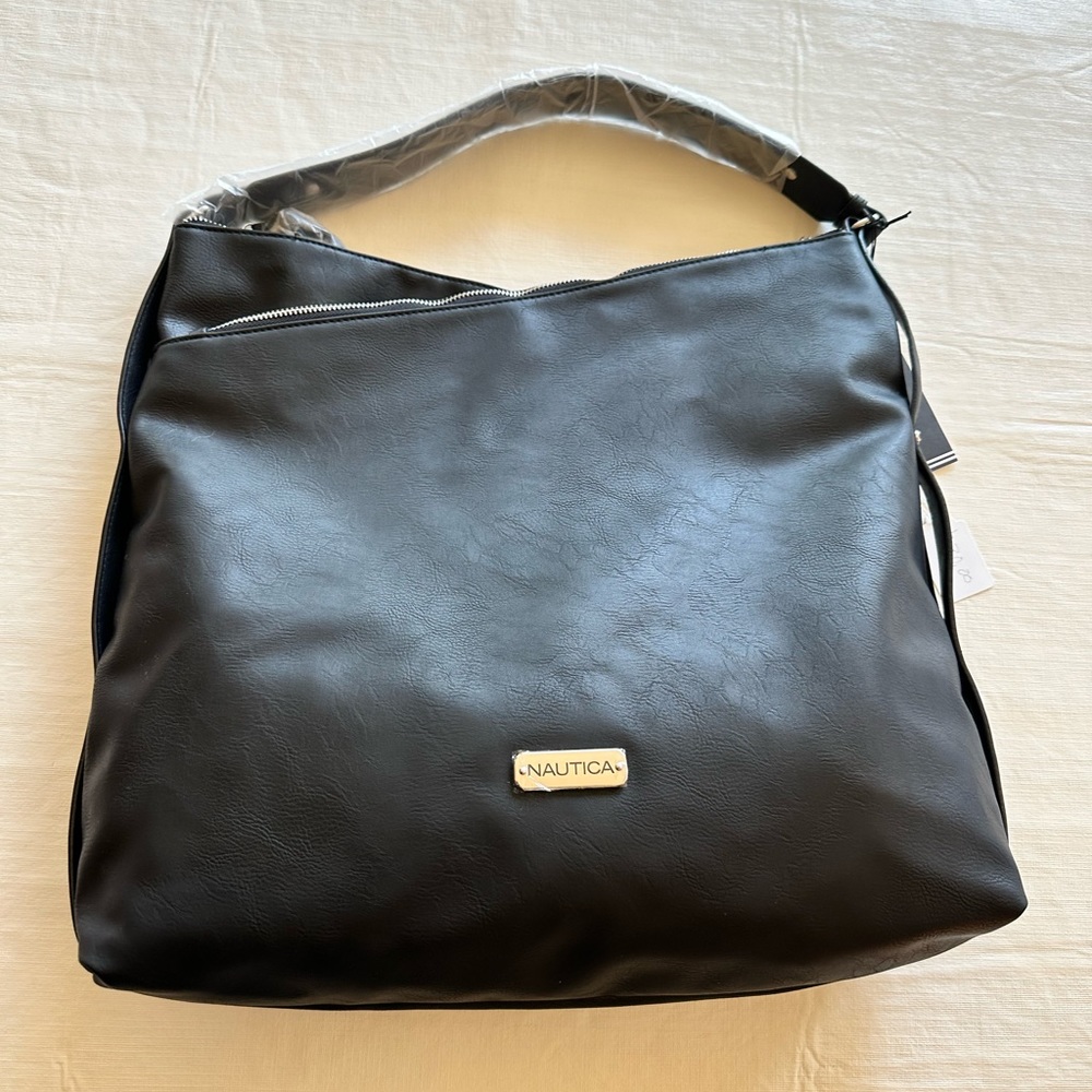 Náutica Vintage Women Large Black Pocketbook Bag 17”x 17” NWT